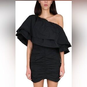 NWT ROTATE BIRGER CHRISTENSEN One shoulder Ruffle Mini Taffeta Dress. Size: 10 🖤